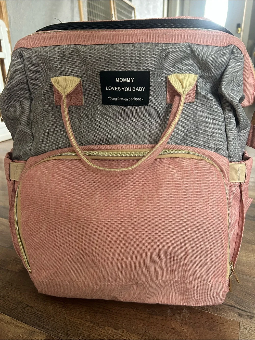 Pink & Gray Diaper Backpack
